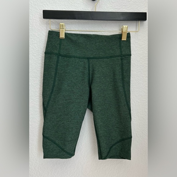 OUTDOOR VOICES Green heathered biker shorts long inseam hidden pocket Sz XS - Picture 4 of 11